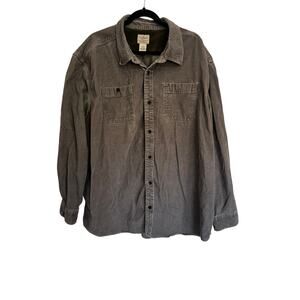 VINTAGE L.L. BEAN Corduroy Shirt Gray XXL 100% Cotton Long Sleeve